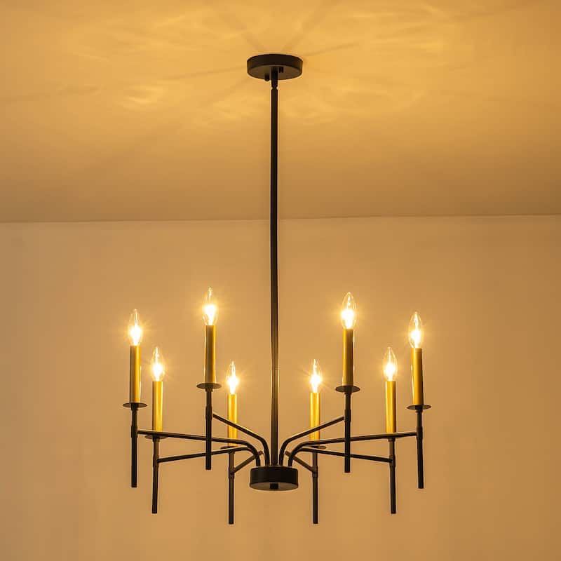 Starsky 8-Light 27'' Traditional Classic Candle Farmhouse Chandelier