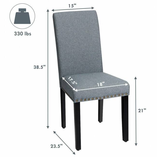 Set of 2 Fabric Upholstered Dining Chairs with Nailhead