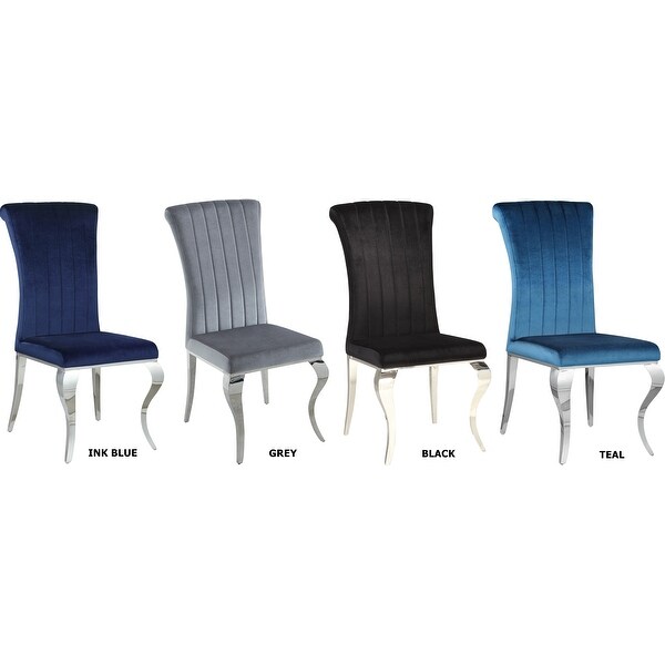 Majestic Cabriola Design Velvet Dining Chairs with Chrome legs
