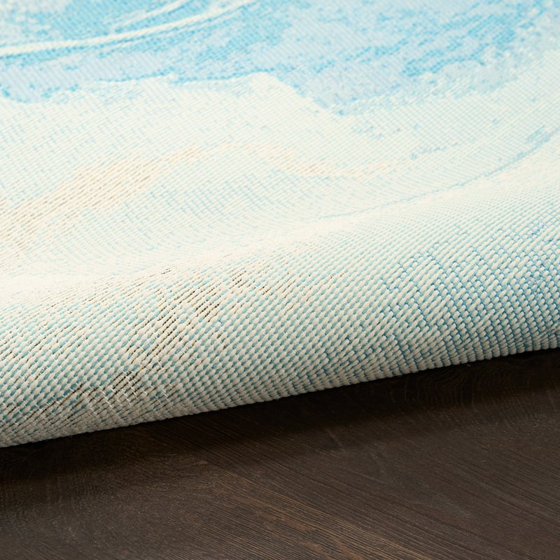 Nourison Color Splash Indoor/Outdoor Blue Abstract Area Rug