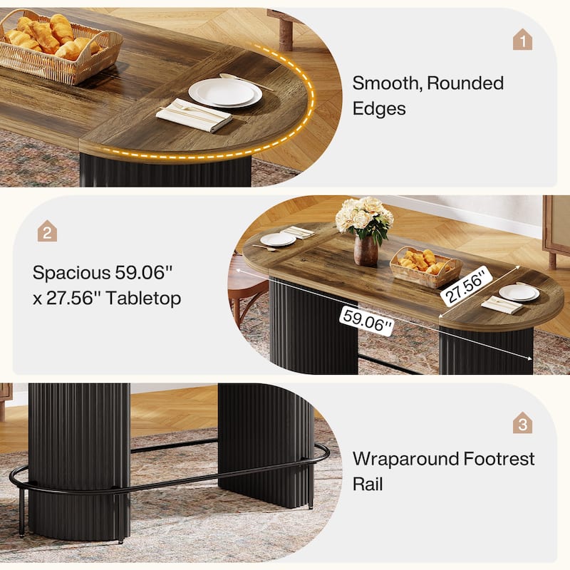 Modern Industrial Bar Table with Metal Footrest