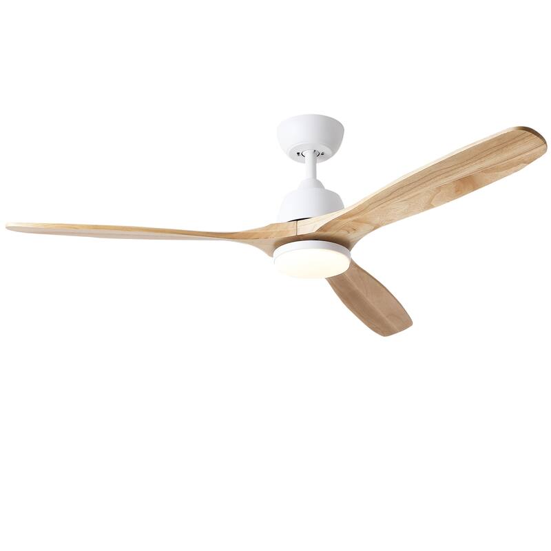 YUHAO SylvanAir Modern 52 in. Flush Mount Outdoor/Indoor Ceiling Fan with 3 Solid Wood Blades and DC Reversible Motor - SylvanAir Ⅴ52 Inches - White
