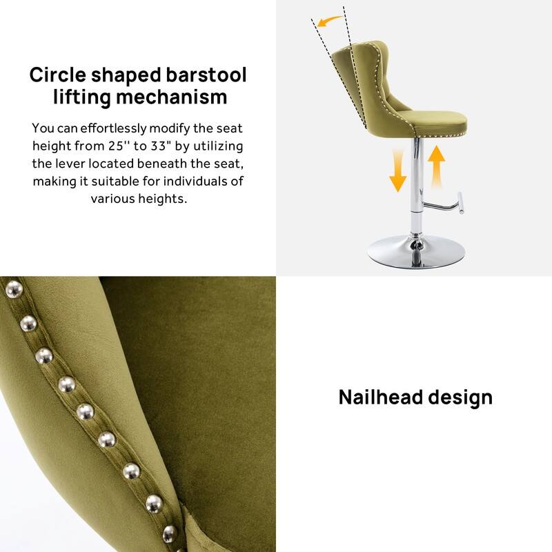 Swivel Foam Barstools Adjusatble Seat Set of 4