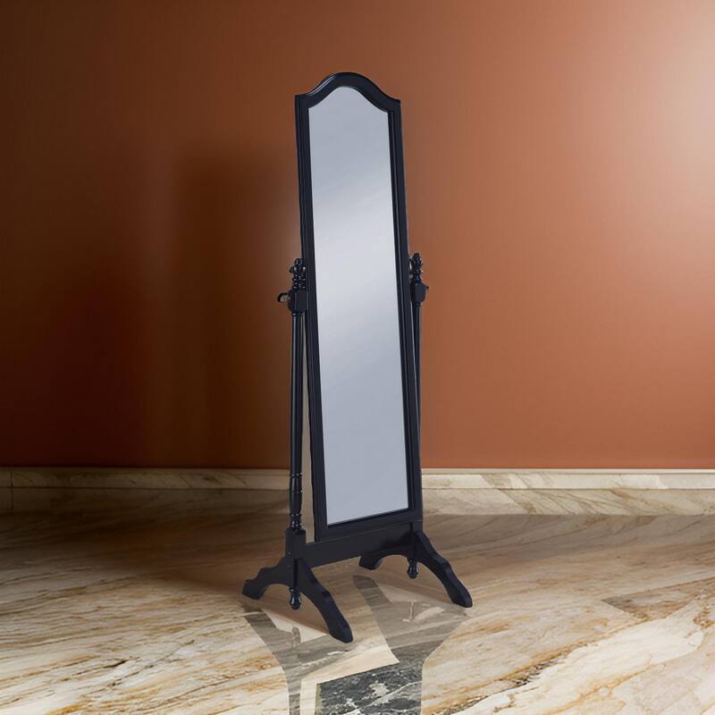 Artistically Charmed Cheval Mirror With Arched Top, Black - A