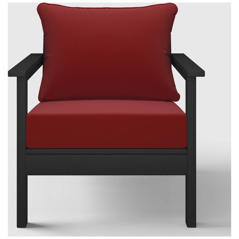 Birchwood All Weather HDPE Outdoor Patio Deep Seating Black Club Chair With Cushions (1-Piece)
