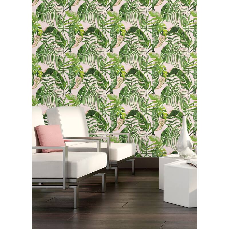 Grover Light Pink Palmera Wallpaper