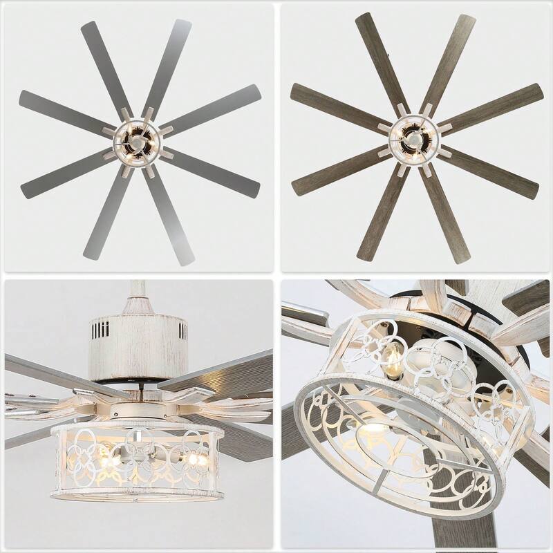 Cusp Barn 72in. Industrial Ceiling Fan with Remote, Dual Finish Blades, Modern Silent DC Motor 6 Speeds Reversible Ceiling Fan