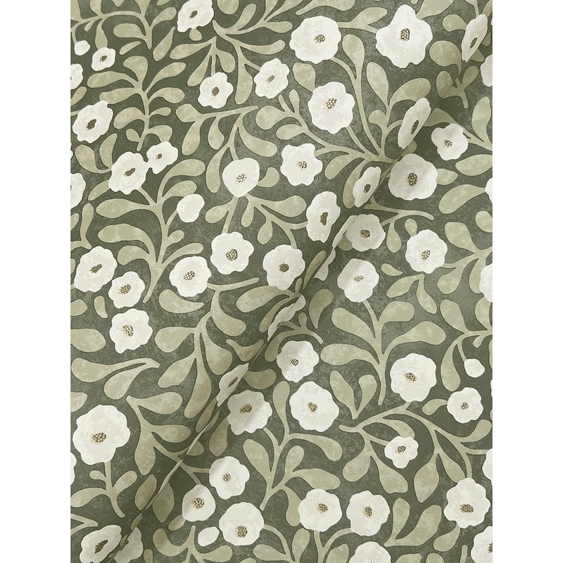 Chesapeake Poppy Trail Green Floral Wallpaper