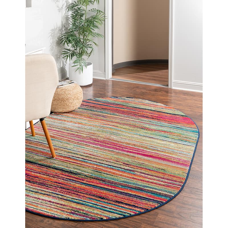 Contemporary Chorisia Collection Area Rug - 4'x6' Oval - Multi