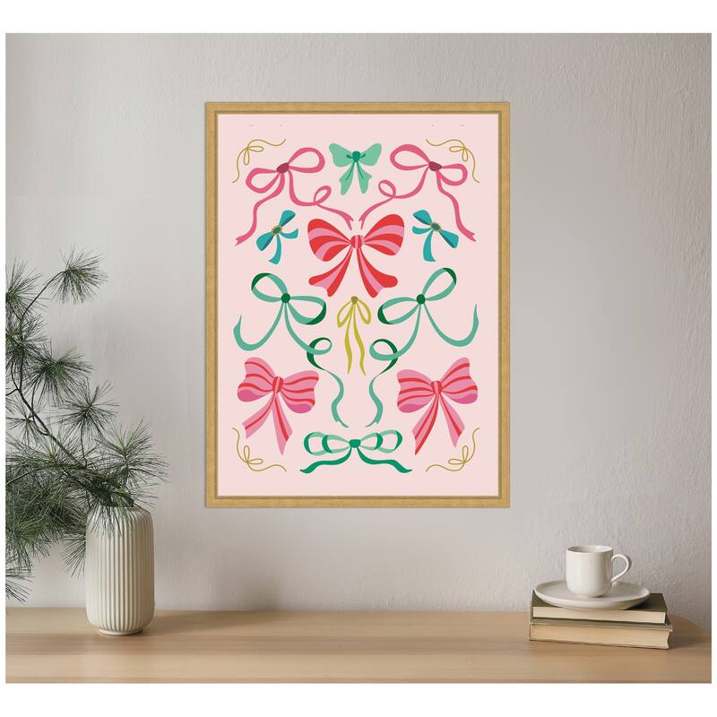 Kate and Laurel Sylvie Framed Canvas Christmas Bows by Rachel Lee