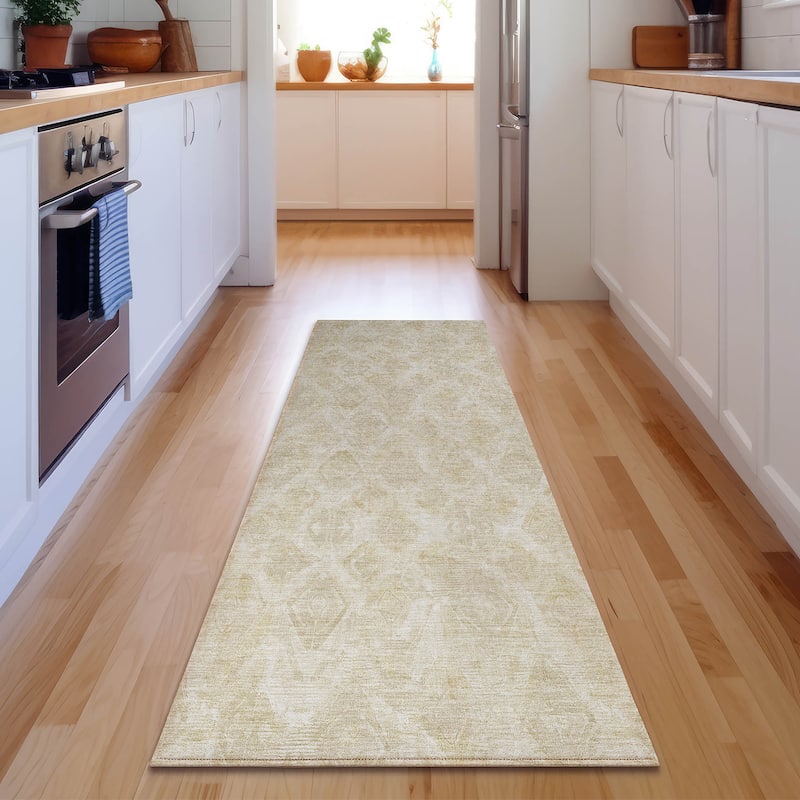 Premium Washable Super Soft Abstract Diamonds Mayfield Rug - Beige - 2' 3" x 7' 6" - Runner