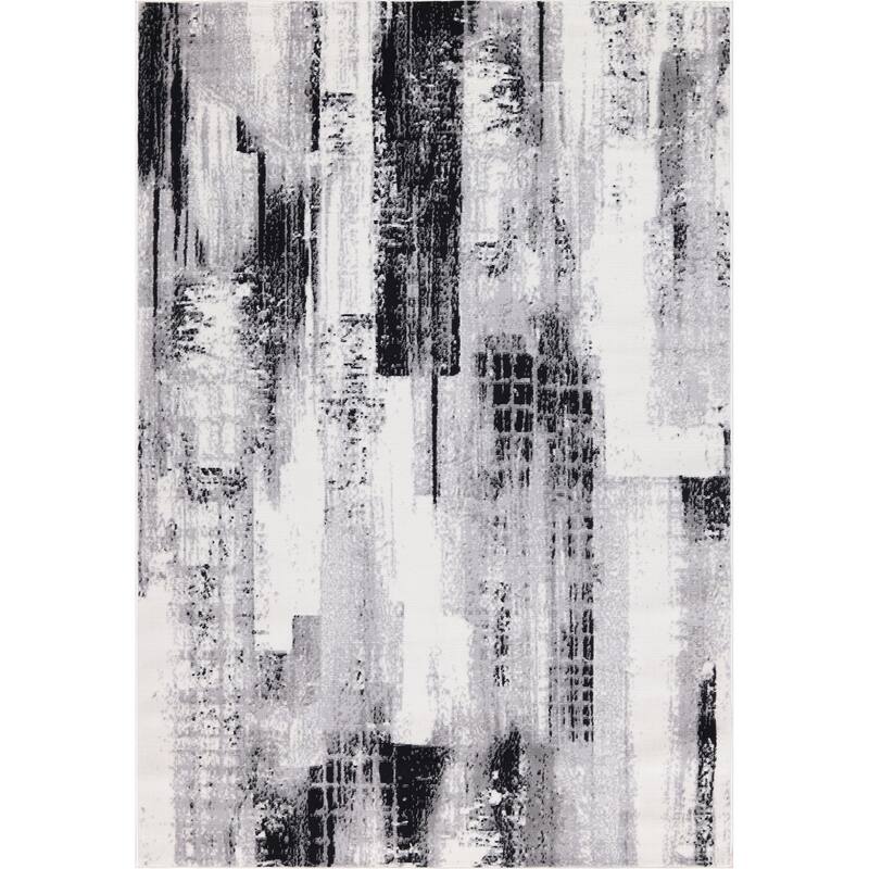 Dream Collection Abstract Moroccan Motif Black and Grey Rug