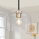 preview thumbnail 1 of 14, Modern Black Gold Pendant Clear Glass Kitchen Island Light Bowl-Shape Shade for Dining Room 1-Light