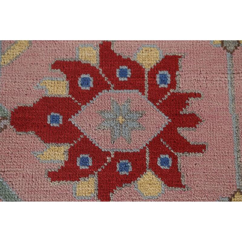 Light Pink Oushak Oriental Area Rug Handmade Wool Carpet - 9'0"x 11'10"