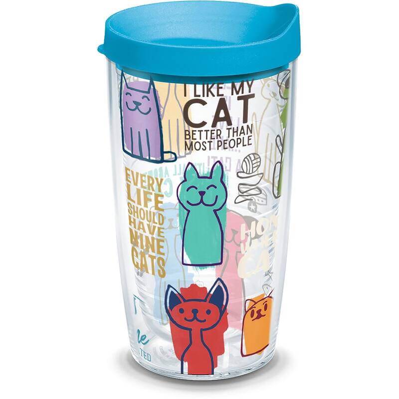 Tervis Cat Sayings Made in USA Double Walled Insulated Travel Tumbler, Classic - 16oz
