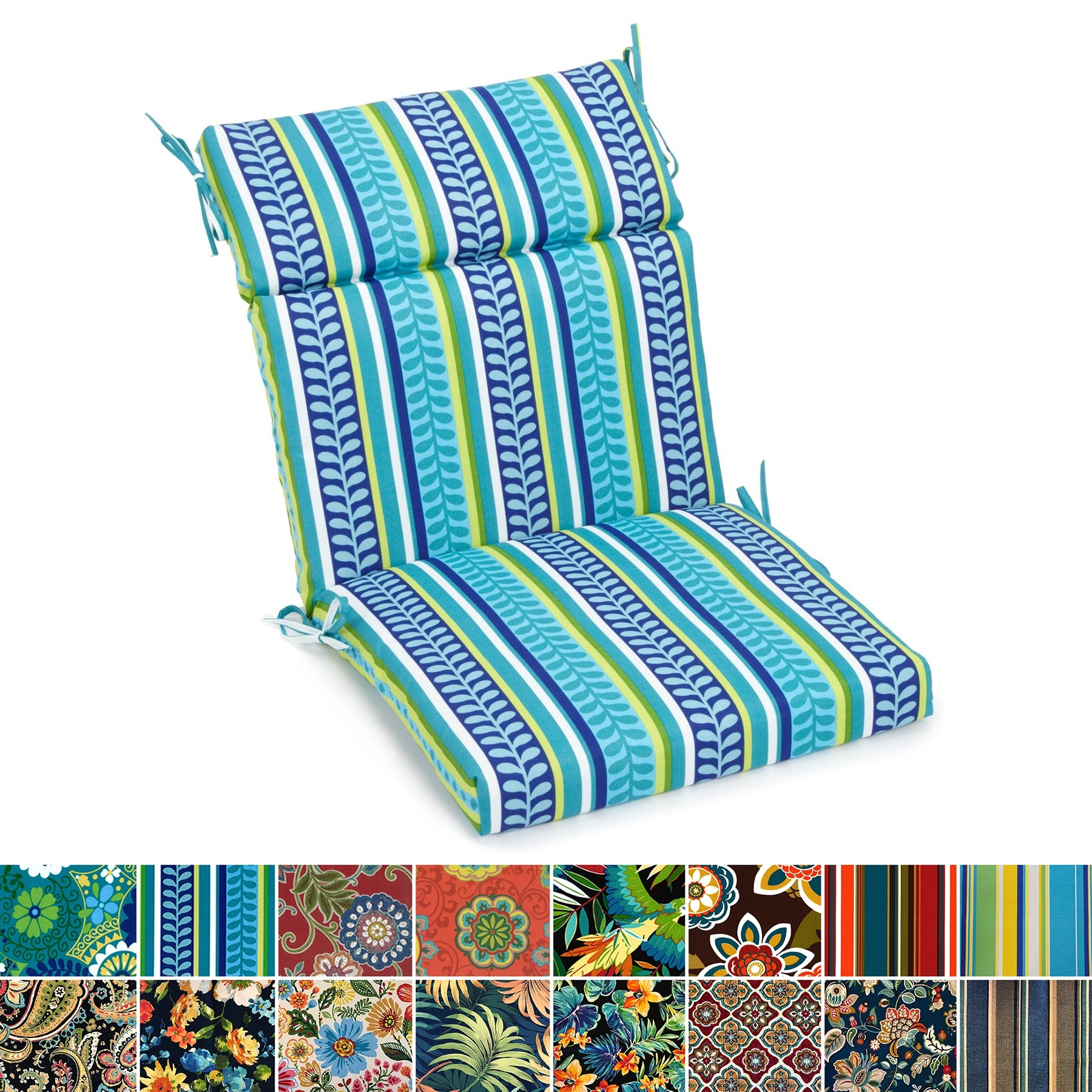18-inch by 38-inch Three-section Outdoor Seat/Back Chair Cushion - 38" x 18"