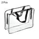 preview thumbnail 3 of 7, 2Pcs Clear Toiletry Bag Makeup Pouch with Zipper Handle - 11.8x3.9x8.7"
