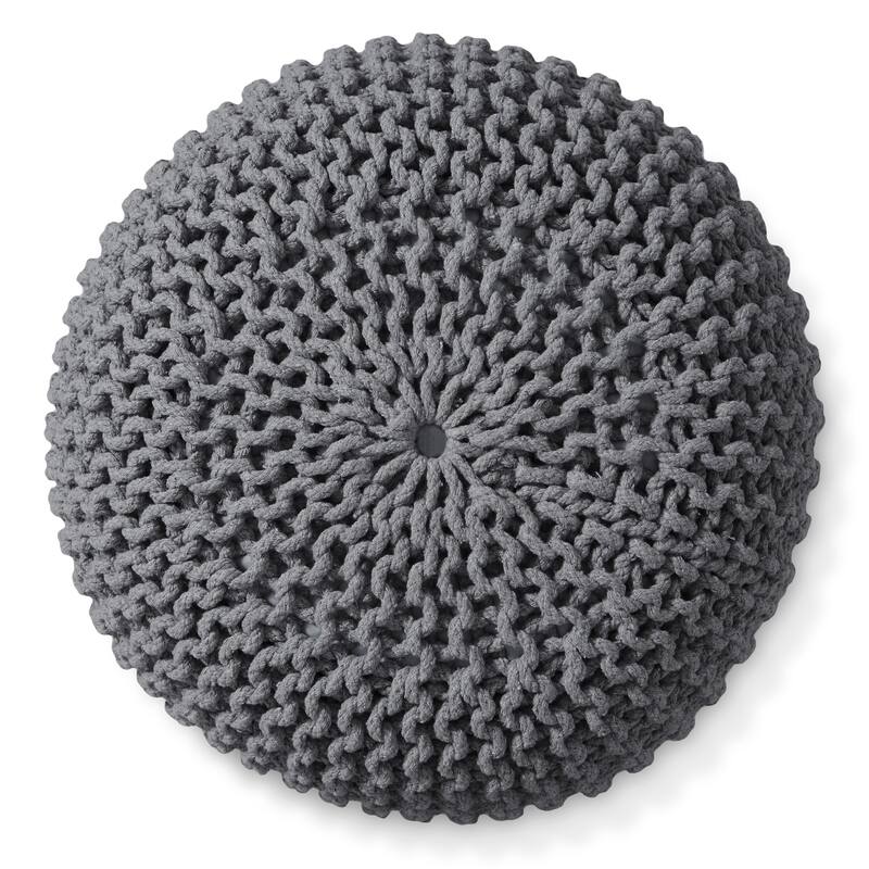 Cotton Pouf Ottomans Knit Foot Stool Pouffes for Living Room