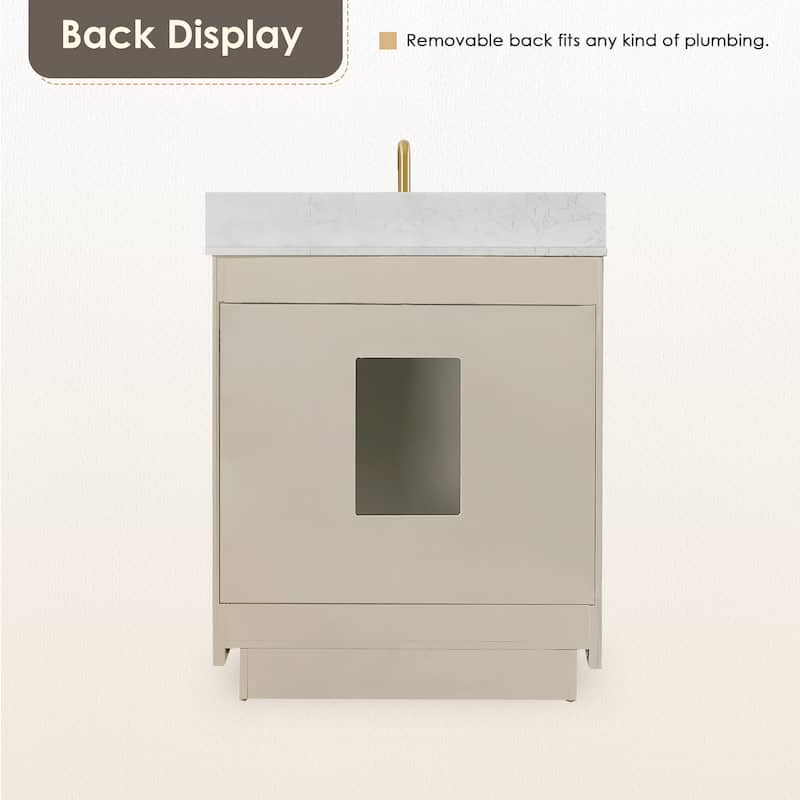 Altair Gavino Bath Vanity with Grain White Composite Stone Top, no Mirror