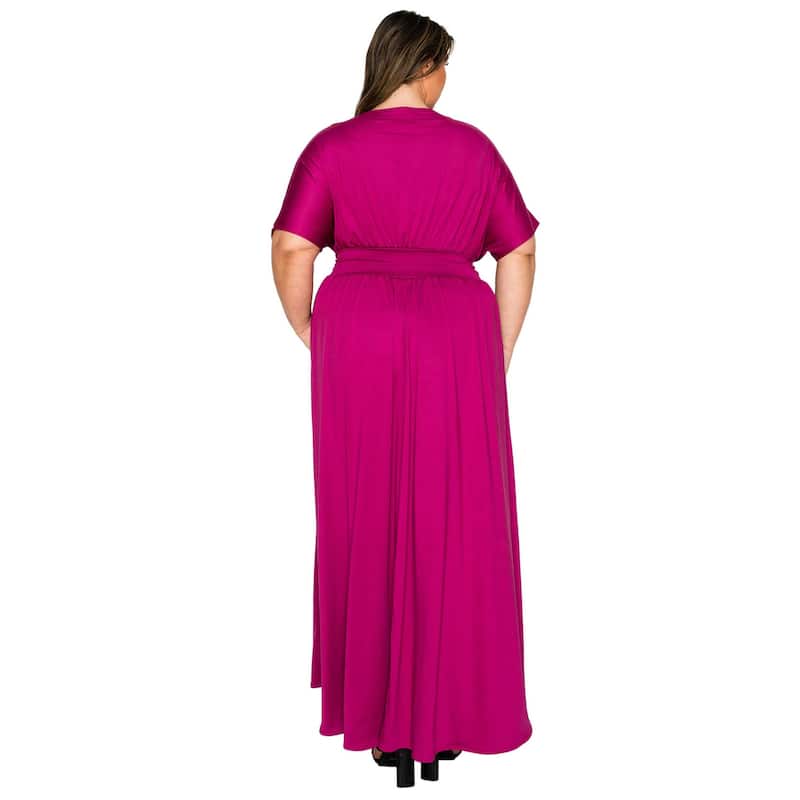 L I V D Women's Plus Size Raffi Pocket Empire Waist Maxi Dress