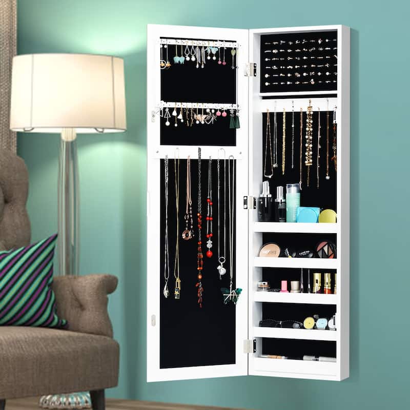 Wall Door Mounted Jewelry Armoire Cabinet Armoire Storage Organizer