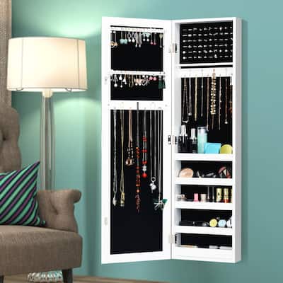 Wall Door Mounted Jewelry Armoire Cabinet Armoire Storage Organizer