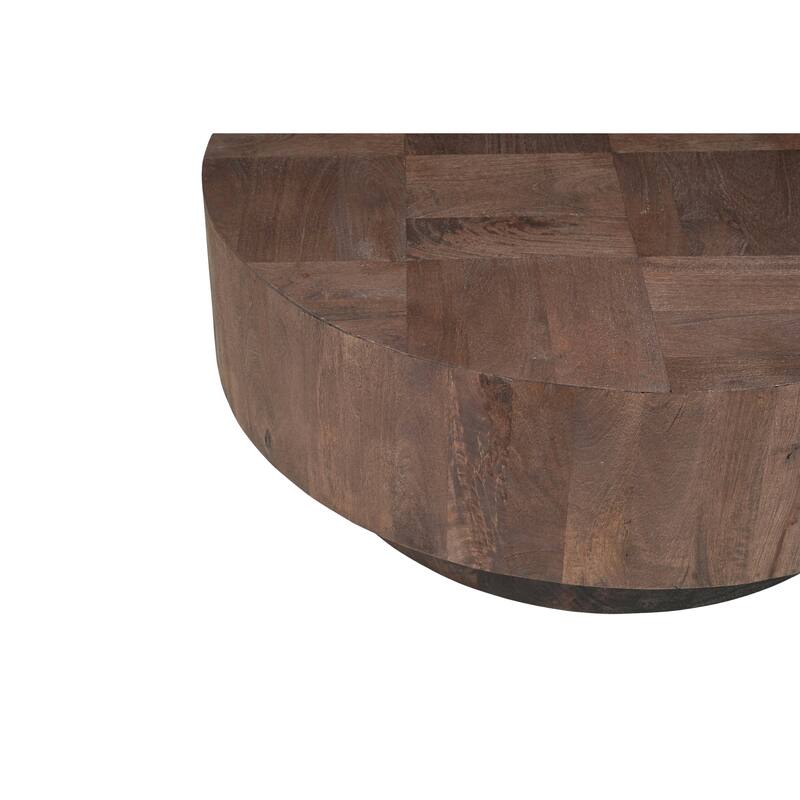 Caden Solid Mango Wood 2-Piece Round Coffee Table Set