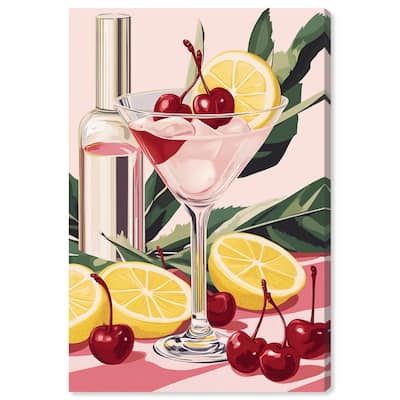 Cherry Lemon Drink Canvas by Art Remedy, Gallery Wrapped