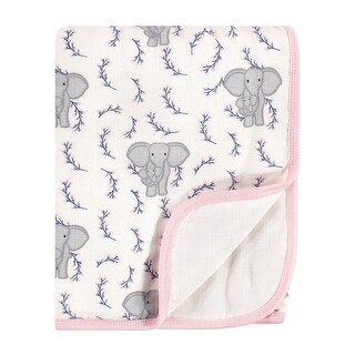 Touched by Nature Baby Girl Organic Cotton Muslin Tranquility Blanket, Pink Elephant, One Size - Pink Elephant - One Size
