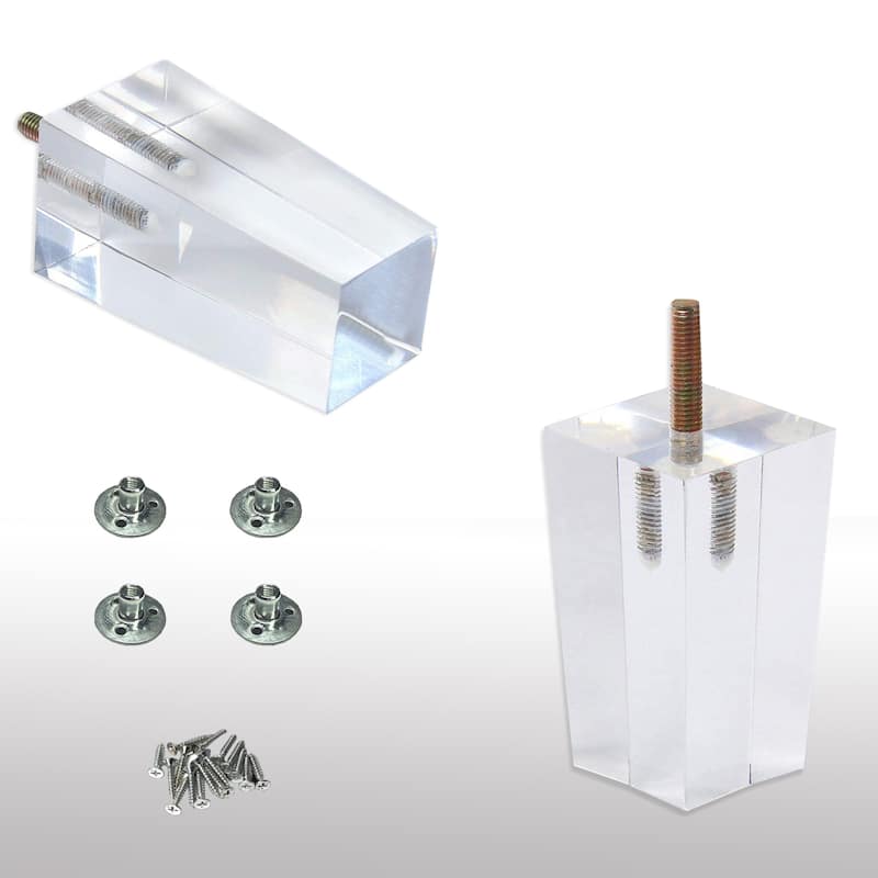 5-Inch Pyramid Acrylic Furniture Legs for Bed, Sofa, Couch, Chair ,Table, (Set of 4)