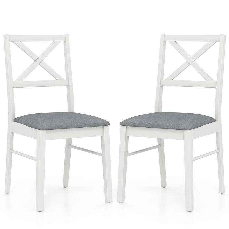 Gymax Dining Chairs Set of 4 Upholstered Kitchen Side Chairs w/ Rubber