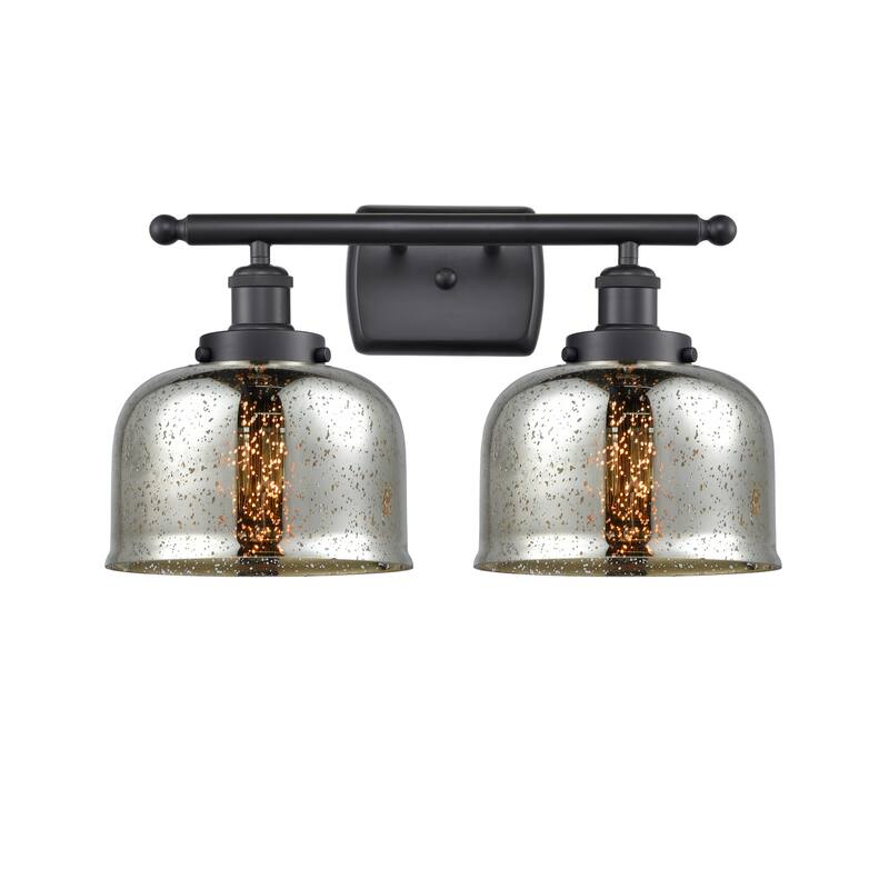 Innovations Lighting Ballston Urban Bell - 2 Light 18" Bath Vanity Light - Silver Plated Mercury/Matte Black