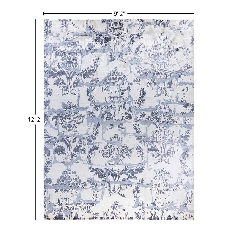 Modern One-of-a-Kind Hand-Knotted Area Rug, Ivory - 9' 2" x 12' 2"