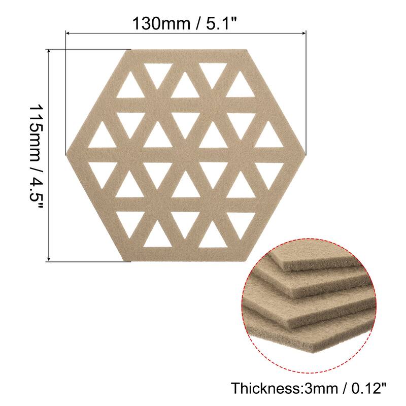 Felt Coasters, Hexagonal Pad Coaster for Drink Cup Pot Bowl Vase - Beige
