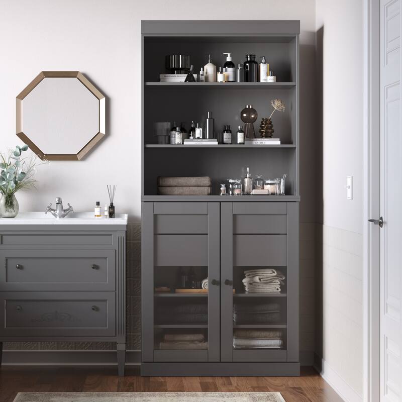 100% Solid Wood 32" Bathroom Cabinet with Optional Doors, 2-Drawers by Palace Imports