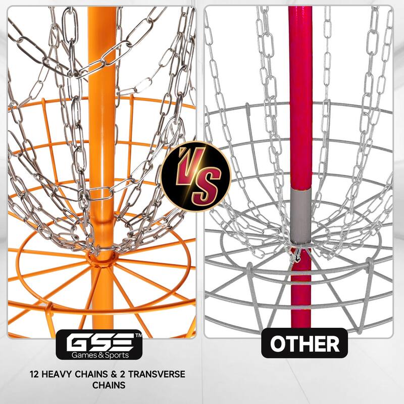 GSE™ Portable 12-Chain Disc Golf Targets Basket, Disc Golf Practice Goal Baskets