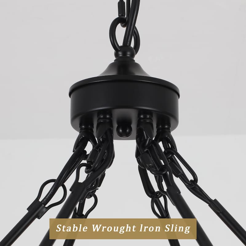 24-Light 51.97-inch Dimmable Round Wagon Wheel Chandelier for Dining Room