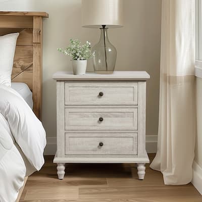 Wood 3-Drawer Nightstand with Rustic Finish and Storage