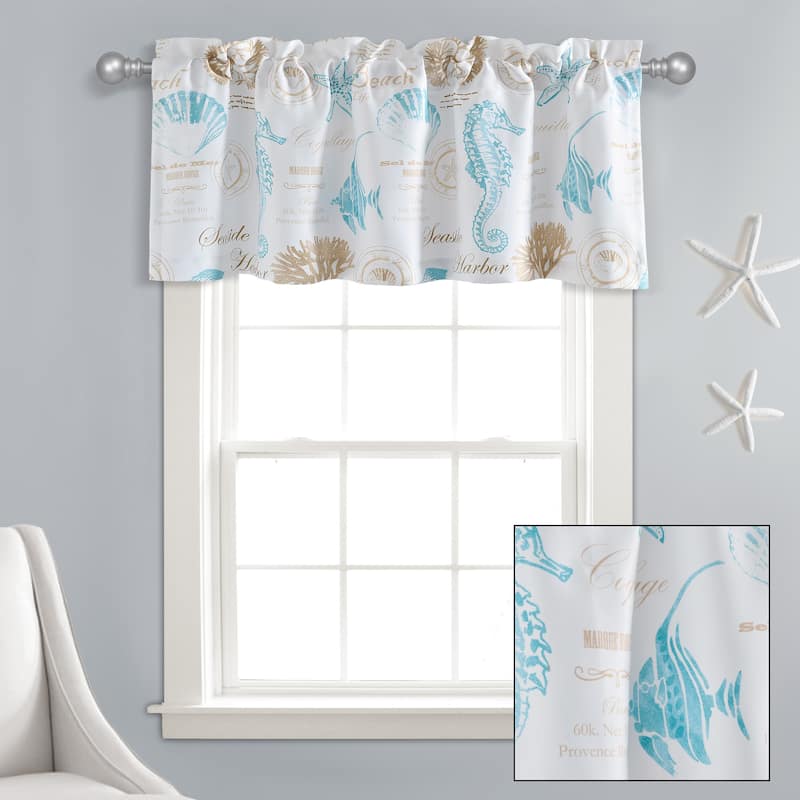 Lush Decor Harbor Life Light Filtering Valance Single - Blue/Taupe