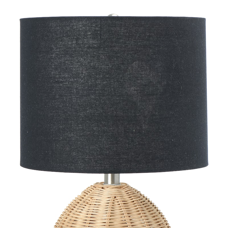 Woven Rattan Table Lamp with Drum Shade