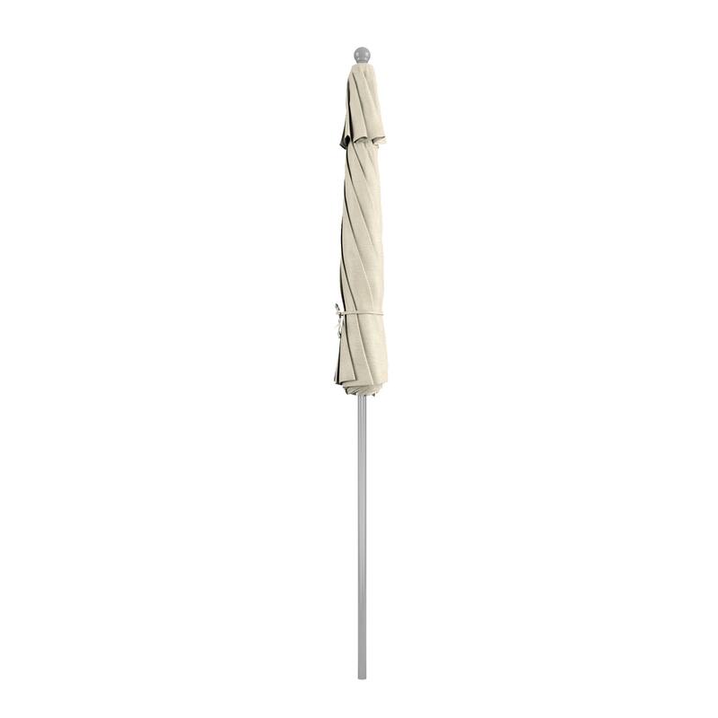 California Umbrella 9' Rd. Aluminum Frame, Fiberglass Rib Patio Umbrella, Push Open,Anodized Silver Finish, Sunbrella Fabric
