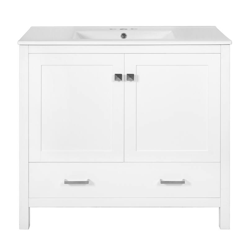 Bathroom Vanity with Double Door Organizers, Divided Drawer and Soft-Close Doors - Modern Bathroom Cabinet with Ample Storage