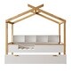 preview thumbnail 5 of 5, White Wood Frame Full House Bed with Storage and Headboard