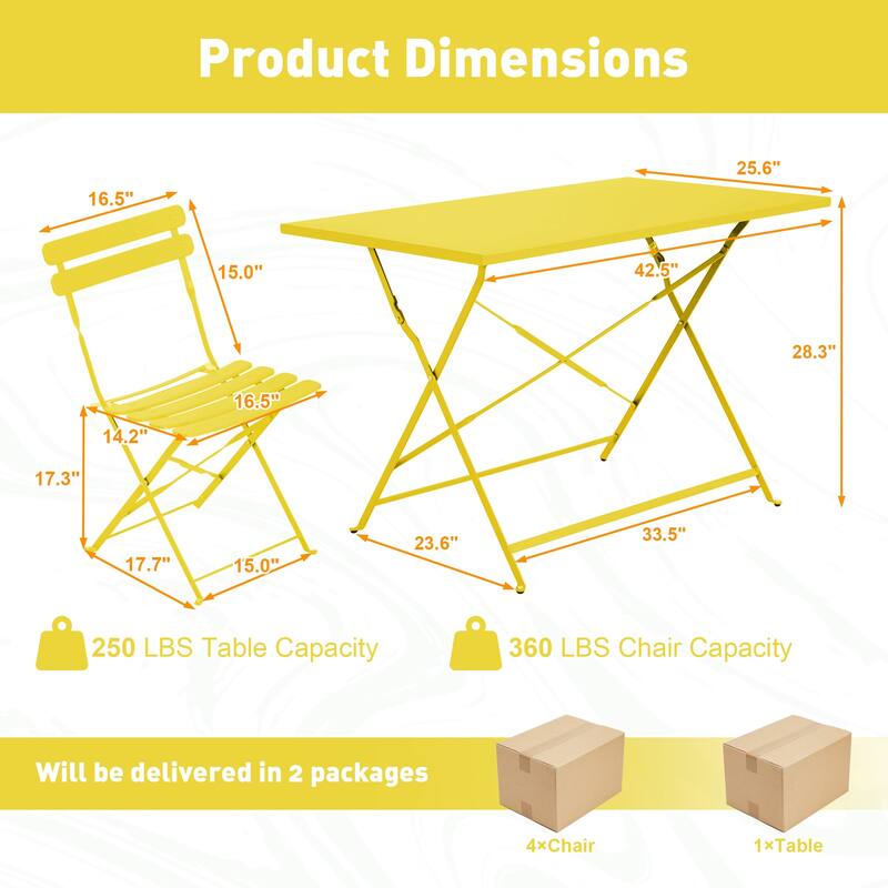 Outdoor 3-Piece Bistro Set, Foldable Patio Dining Sets, Rust-Resistant, Lightweight, Easy to Clean, for Balcony, Garden, Pool