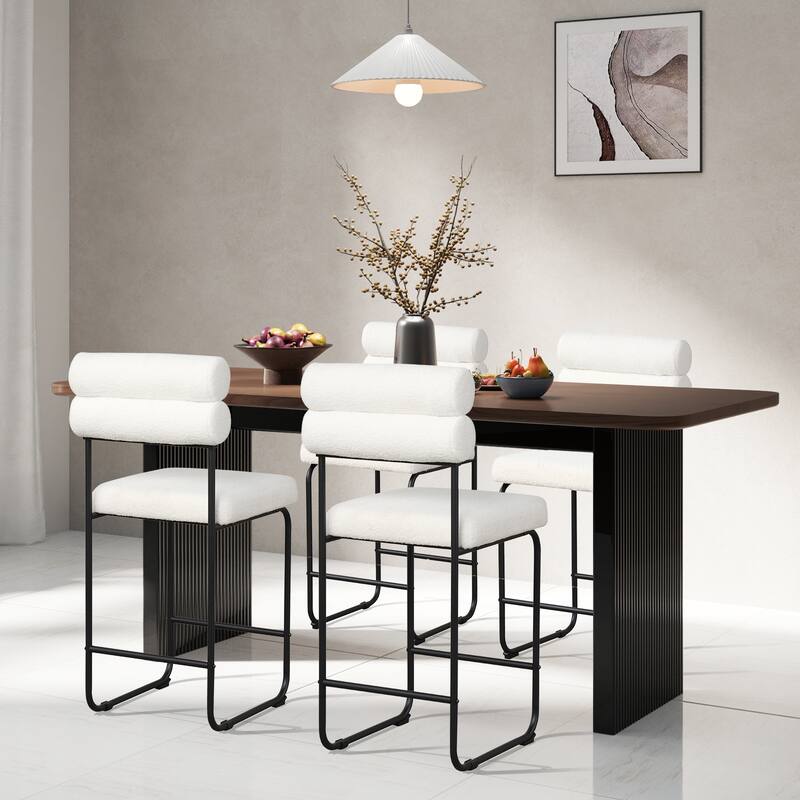 Gymax Set of 2 Counter Height Bar Stools 26'' Counter Stools w/ Metal