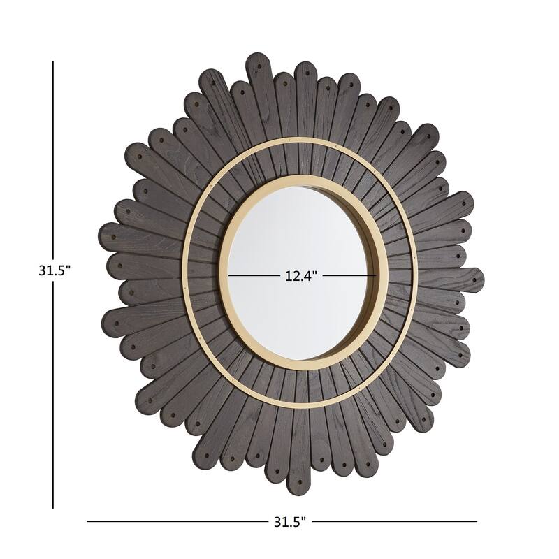 Victoria Round Dark Brown Sunburst Wall Mirror by iNSPIRE Q Bold