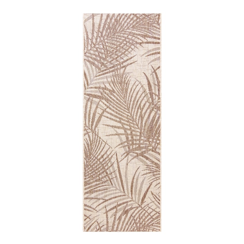 Gertmenian Paseo Paume Havana Brown Casual Palm Leaf Flatweave Indoor/ Outdoor Area Rug