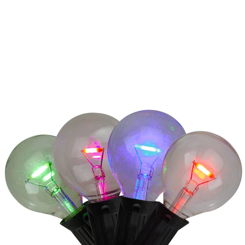 Transparent G40 Globe Christmas Light Set - Multi-Color - 7 ft Black Wire - 10ct
