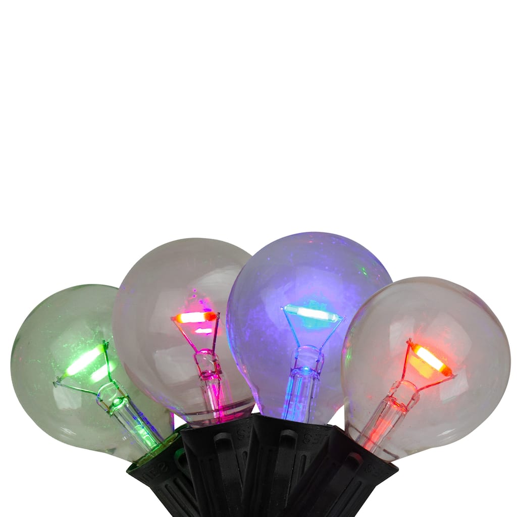 Transparent G40 Globe Christmas Light Set - Multi-Color - 7 ft Black Wire - 10ct