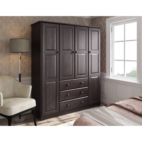 Shop Palace Imports Family 4 Door Solid Wood Wardrobe No Shelves